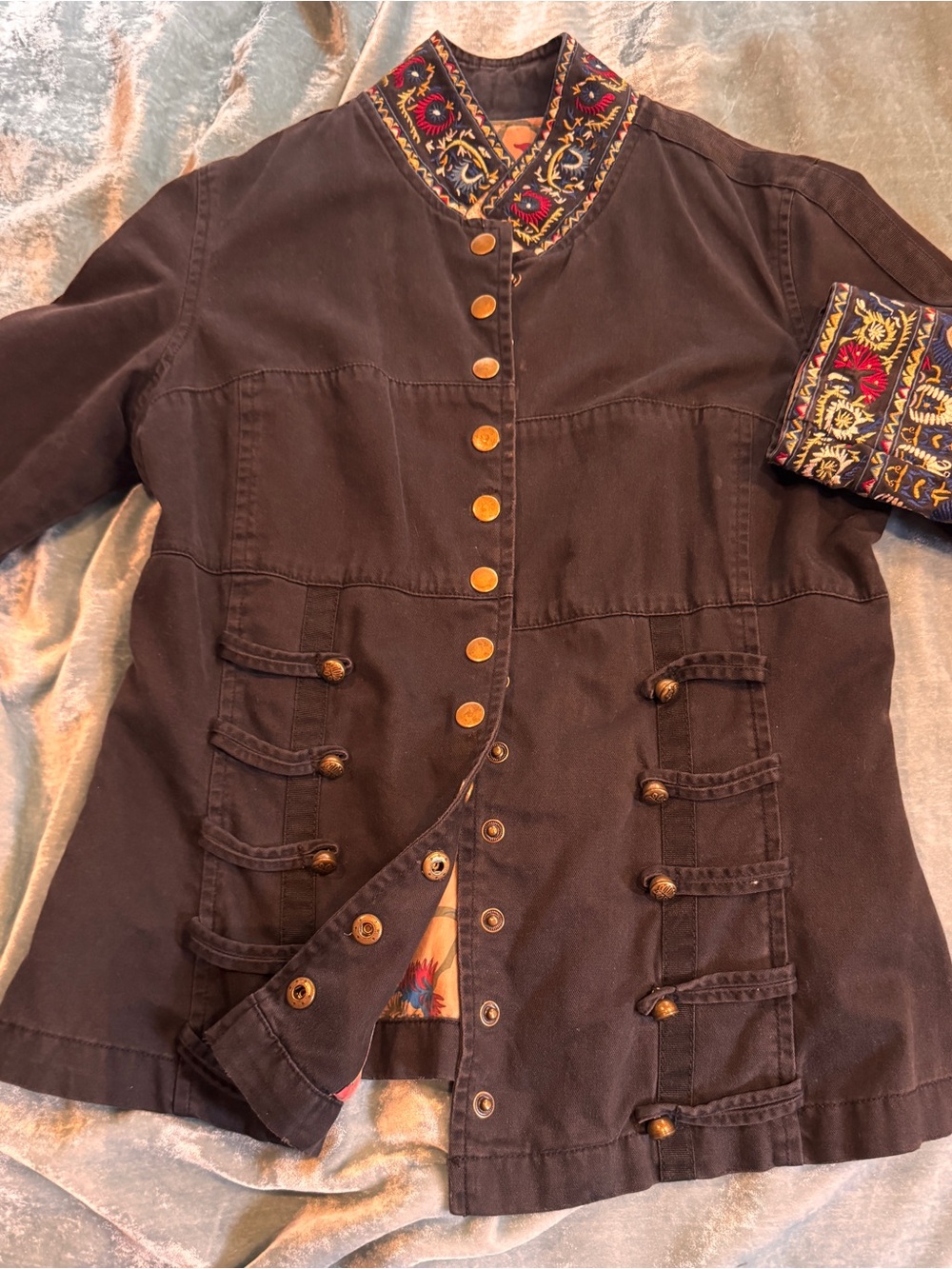 Embroidered Military-Style Jacket - black - Picture 10 of 13